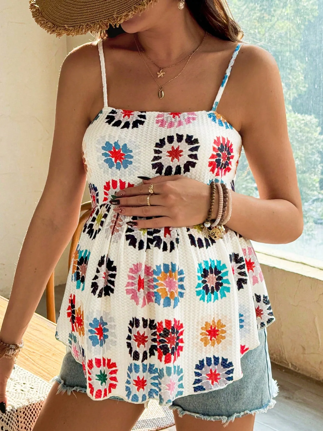 Camiseta de tirantes de maternidad floral