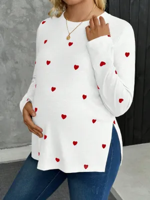 Camiseta Premamá con Abertura Lateral y Corazón