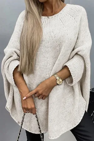 Casual Daily Solid Color Weave O Neck  Sweaters