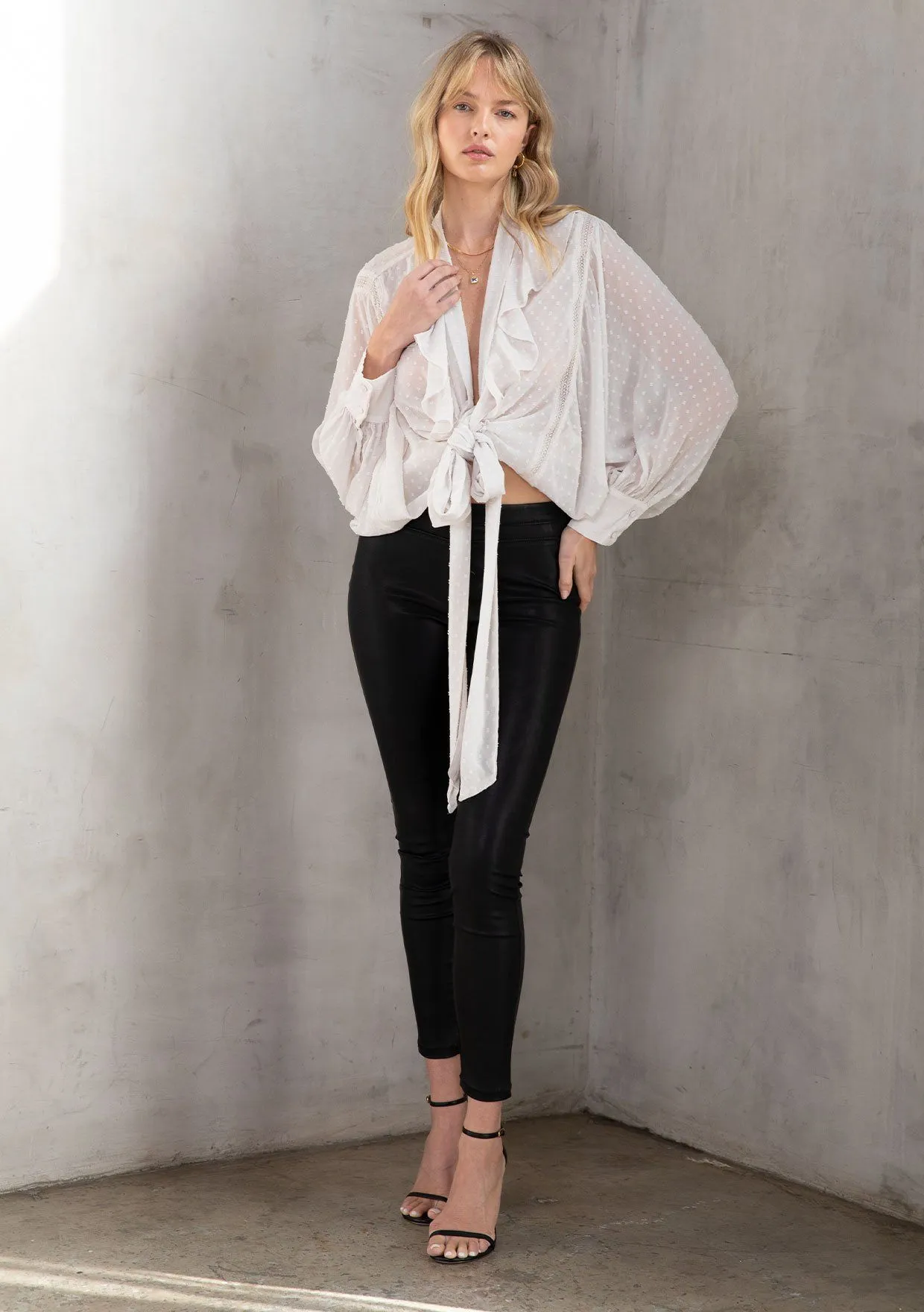Celeste Chiffon Tie Front Top