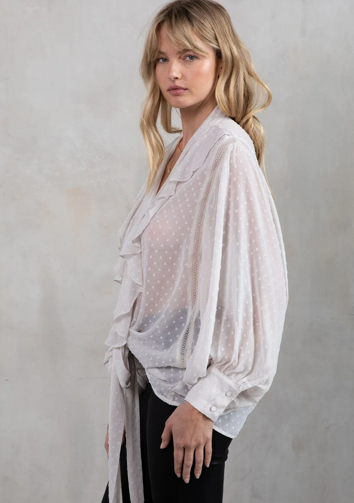 Celeste Chiffon Tie Front Top