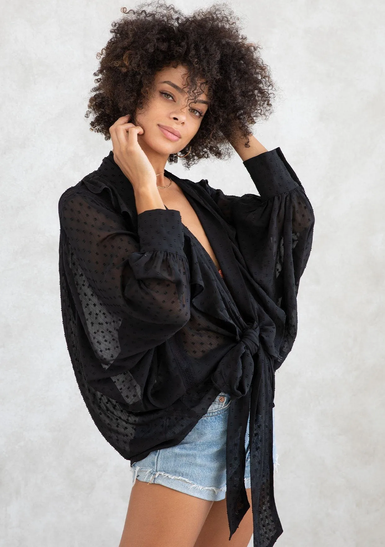 Celeste Chiffon Tie Front Top