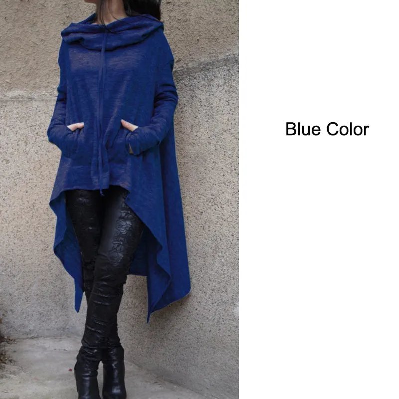 Celino Women's Blue Long Sleeve O Neck Full Collar Sweater
