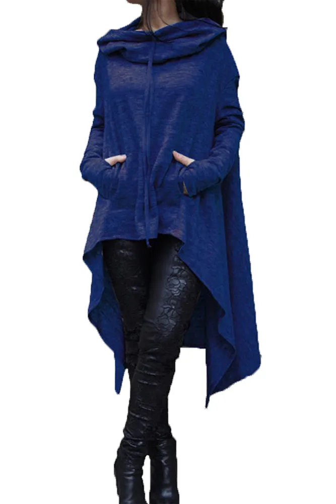 Celino Women's Blue Long Sleeve O Neck Full Collar Sweater