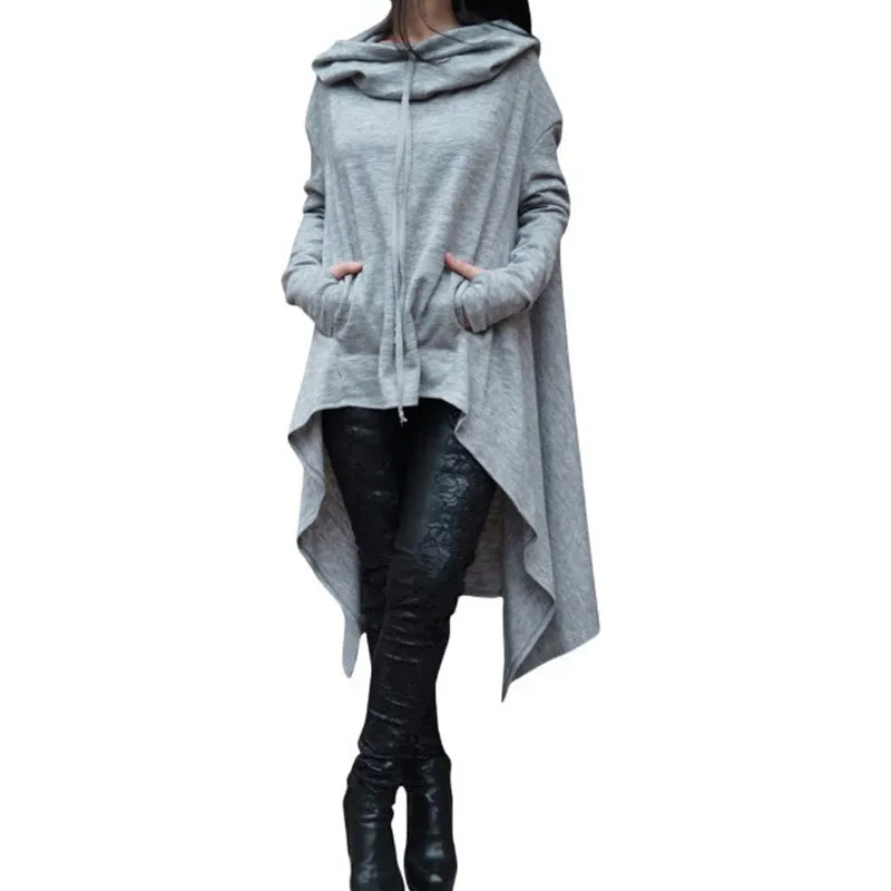 Celino Women's Gray Long Sleeve O Neck Collar Hoodie  Sweater