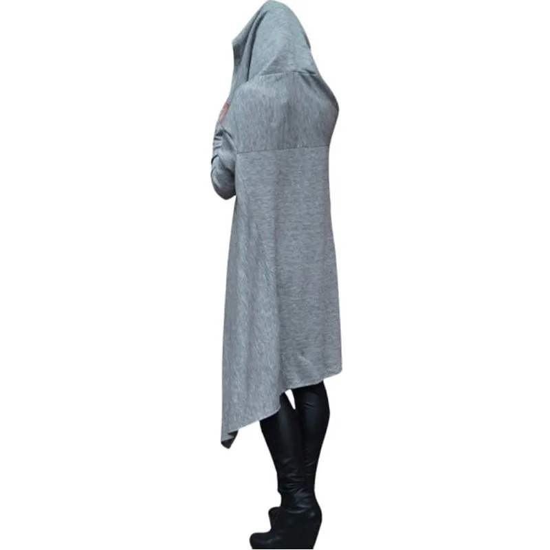 Celino Women's Gray Long Sleeve O Neck Collar Hoodie  Sweater