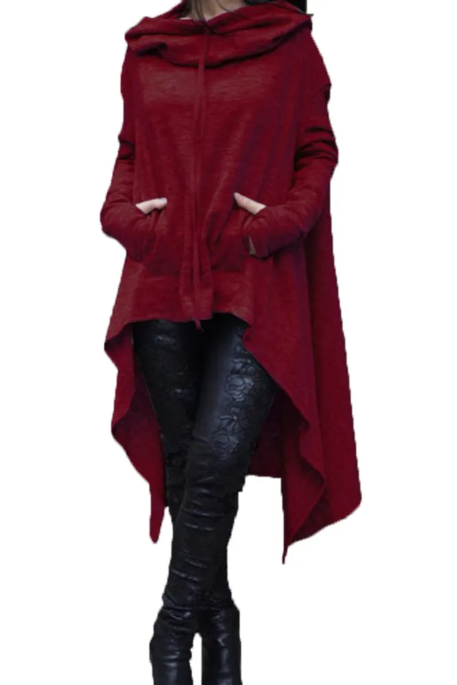 Celino Women's Red Long Sleeve O Neck Full Collar Sweater