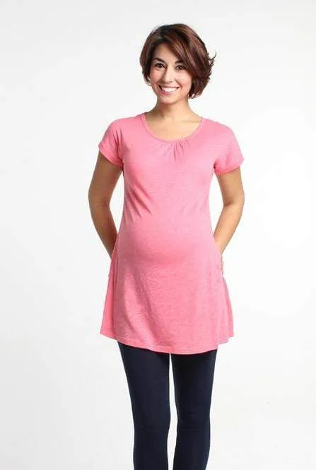Cherise Maternity Tunic Short Sleeve Top Pink