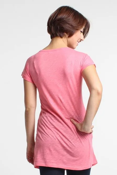 Cherise Maternity Tunic Short Sleeve Top Pink