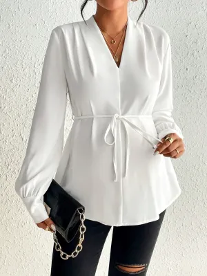 Cherry Vibes Blusa de manga larga con cuello en V para maternidad