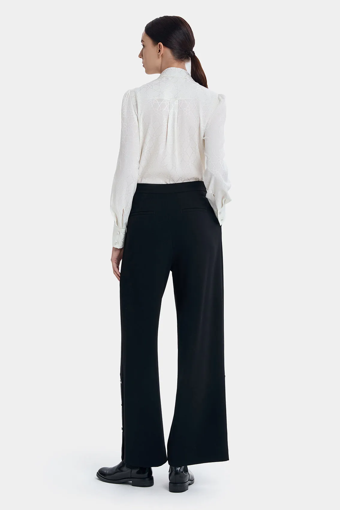 CHIC BLACK RIBBON TIE SHIRT