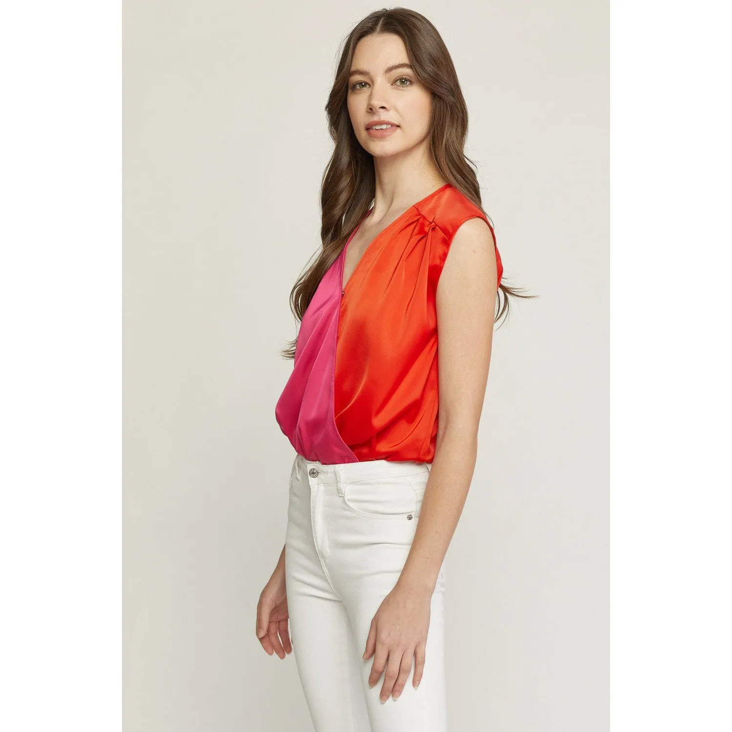 Color Collection Top in Red and Magenta