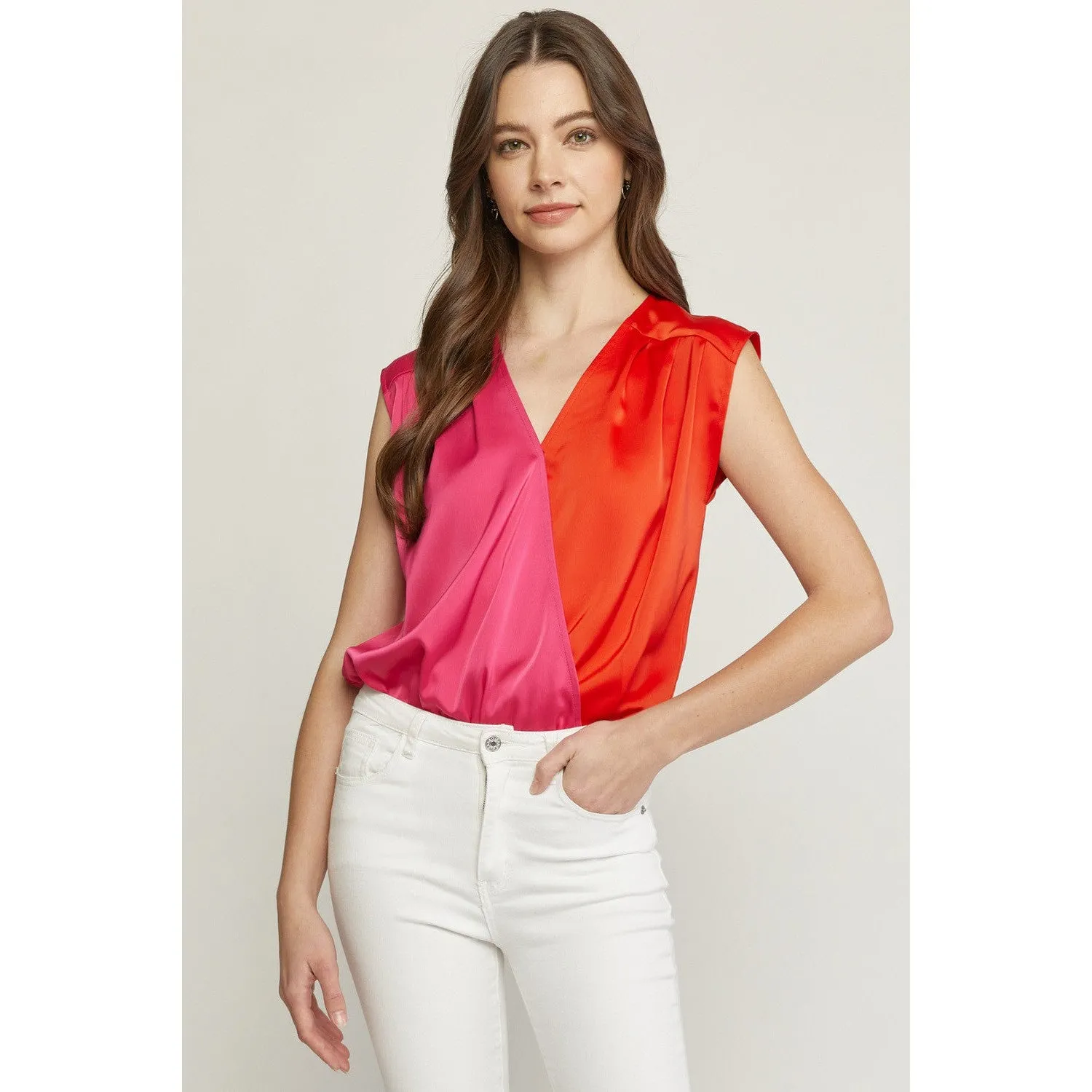 Color Collection Top in Red and Magenta