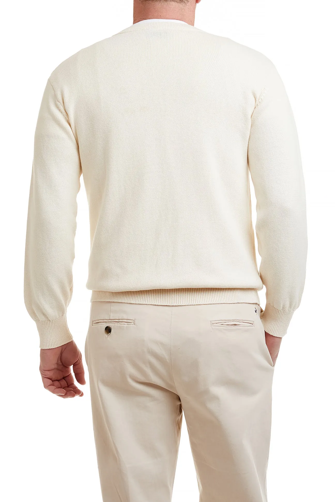 Crew Neck Sweater Cream With American Flag