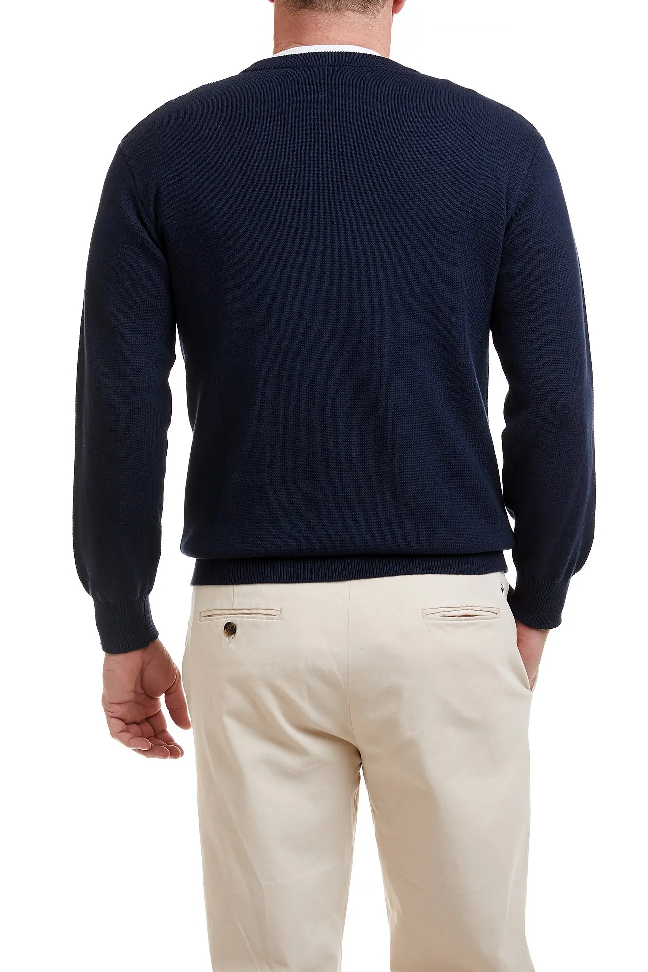Crew Neck Sweater Navy with American Flag