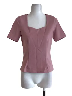 Dusty Pink Sweetheart Neckline Fitted Top