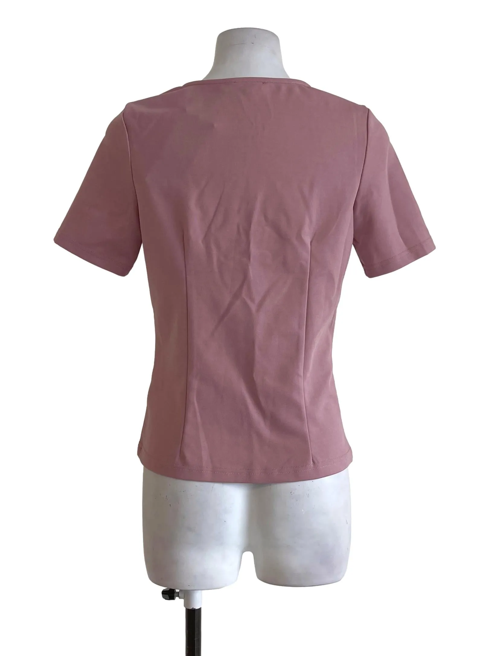 Dusty Pink Sweetheart Neckline Fitted Top