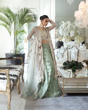 Embellished Indian Wedding wnWear Gown with Trouser Choli