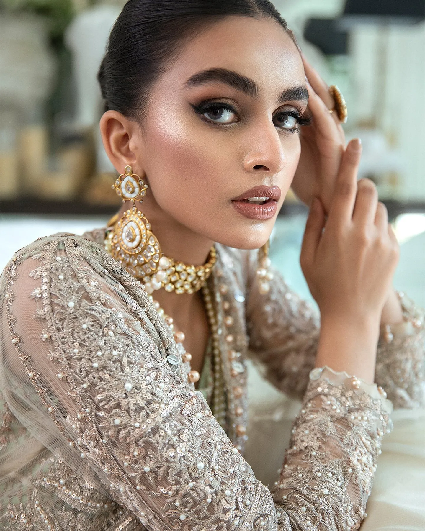 Embellished Indian Wedding wnWear Gown with Trouser Choli