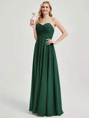 Emerald Green Pleated Convertible Maxi Chiffon Bridesmaid Dress