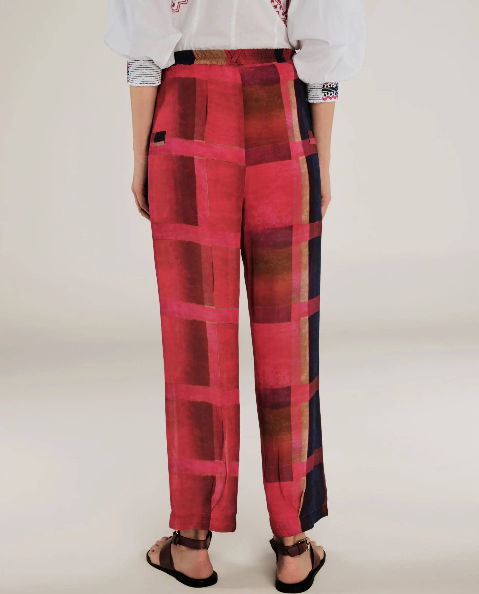 ESHANA | Fuschia Pink Sheer Tapered Trousers