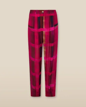 ESHANA | Fuschia Pink Sheer Tapered Trousers