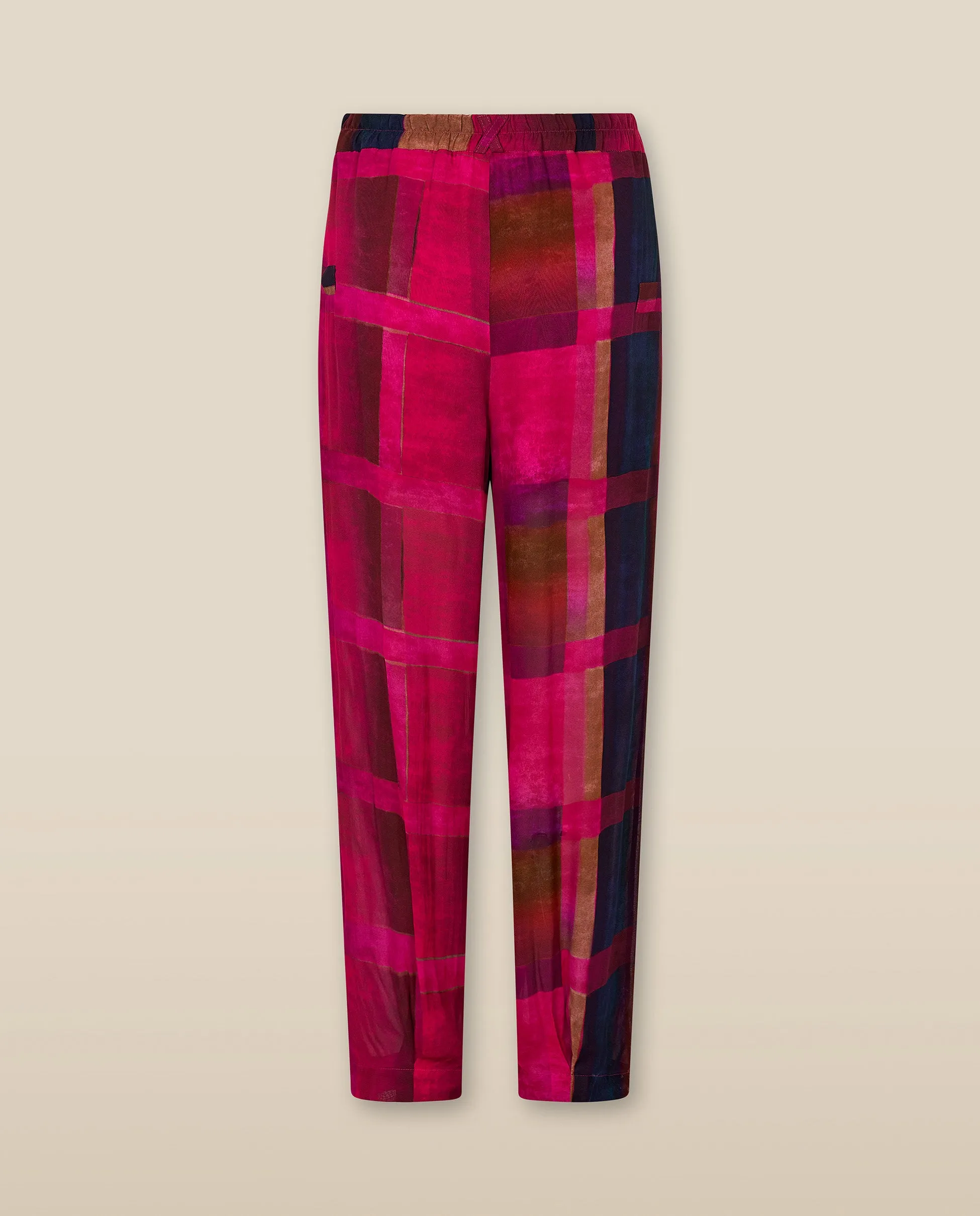 ESHANA | Fuschia Pink Sheer Tapered Trousers