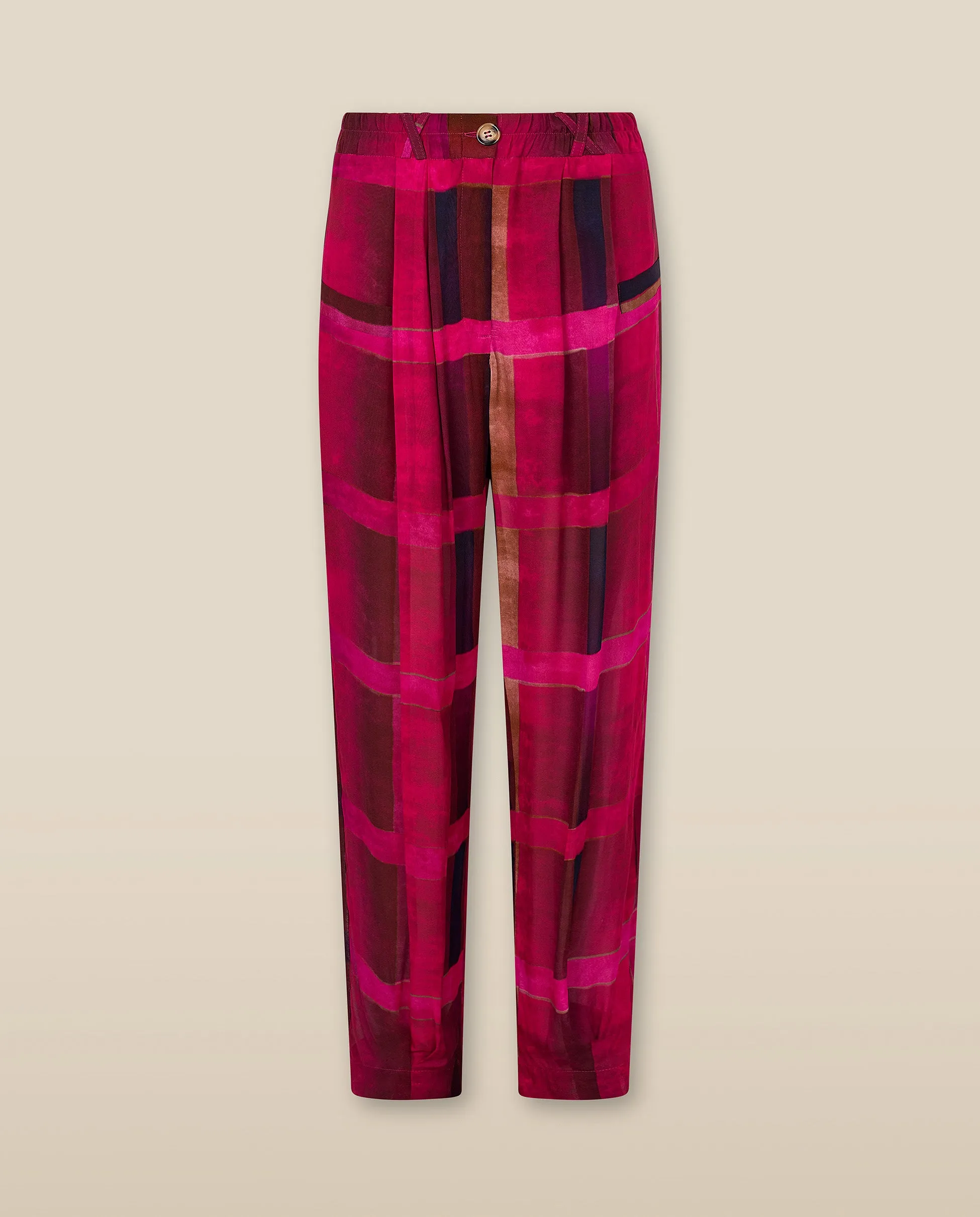ESHANA | Fuschia Pink Sheer Tapered Trousers