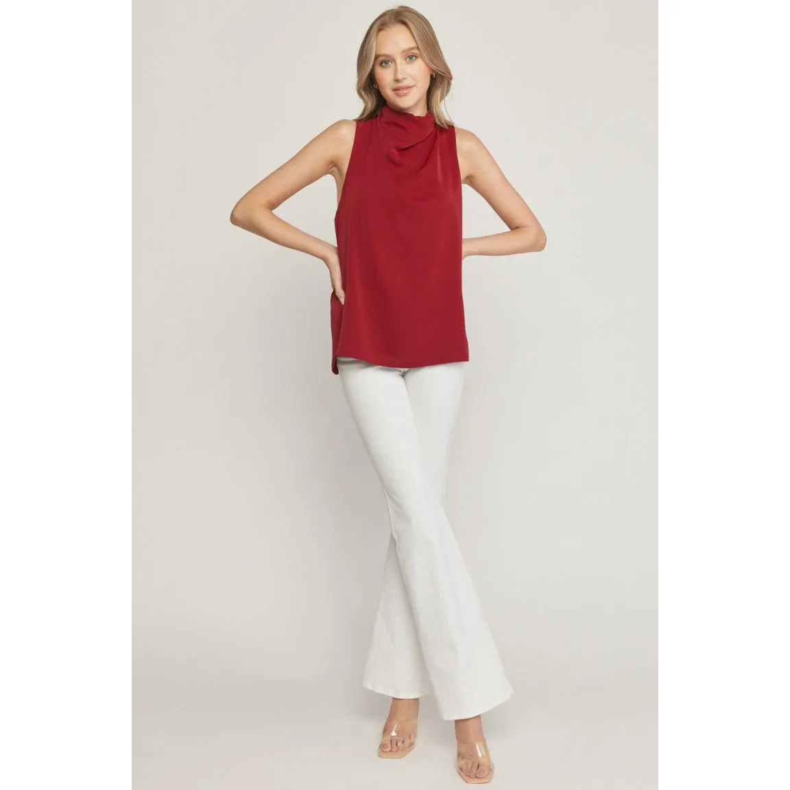 Fashion Forward Cowl Neck Top in Wine