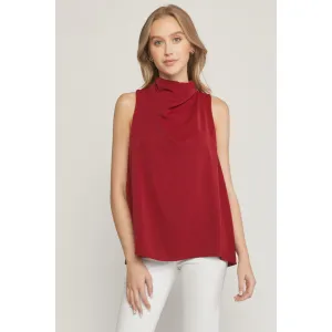 Fashion Forward Cowl Neck Top in Wine