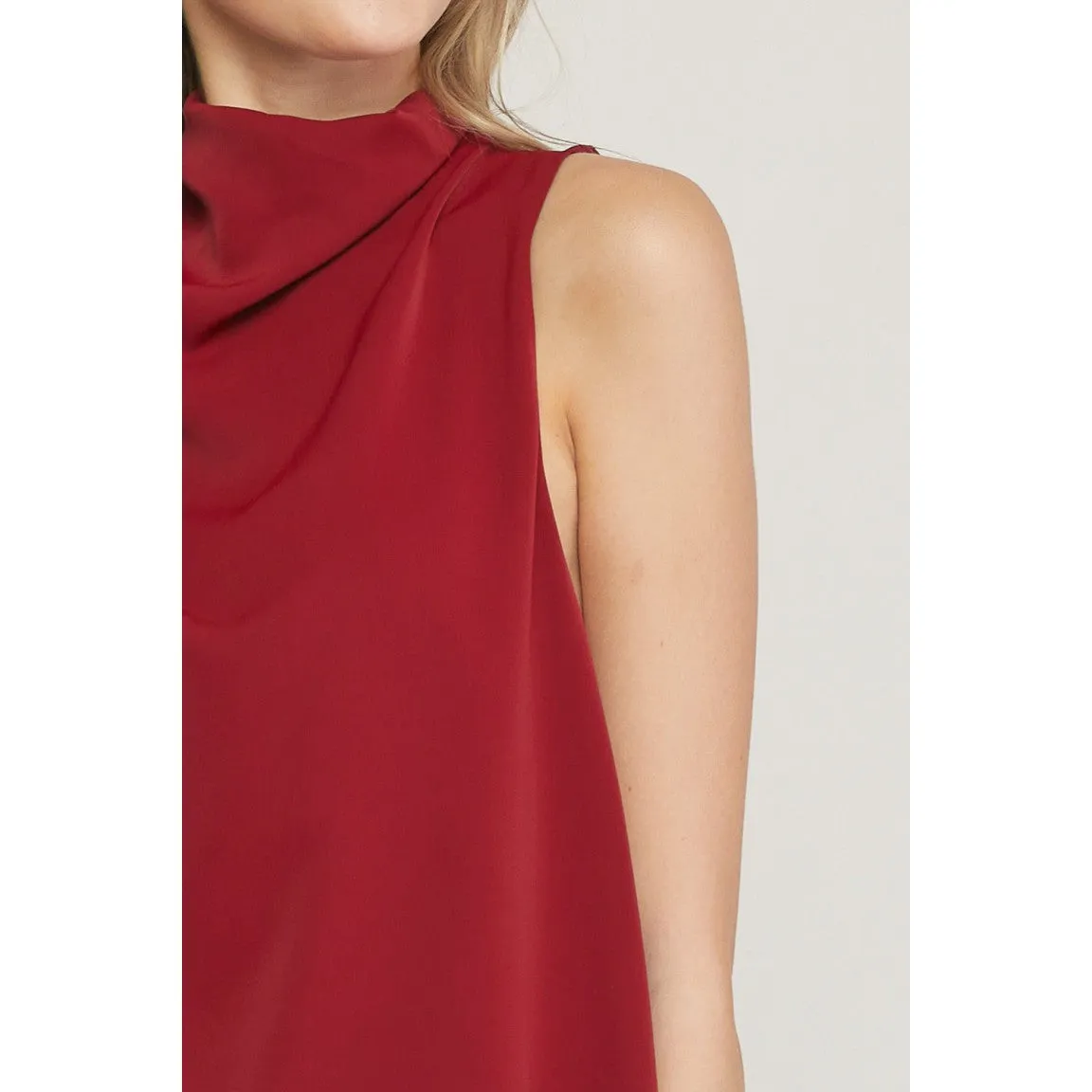 Fashion Forward Cowl Neck Top in Wine
