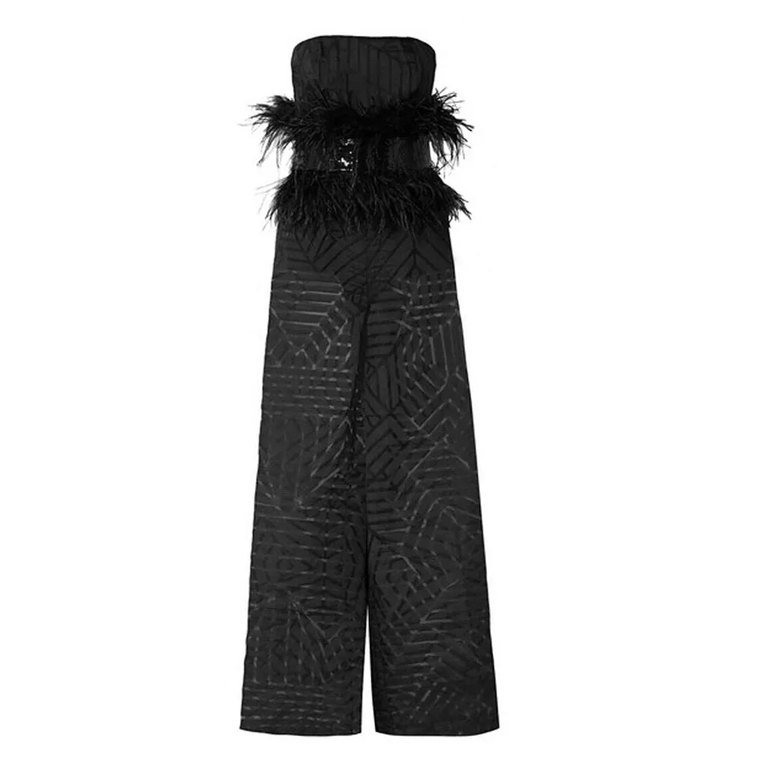 Feather and Sequin-Embellished Devoré-Organza Jumpsuit