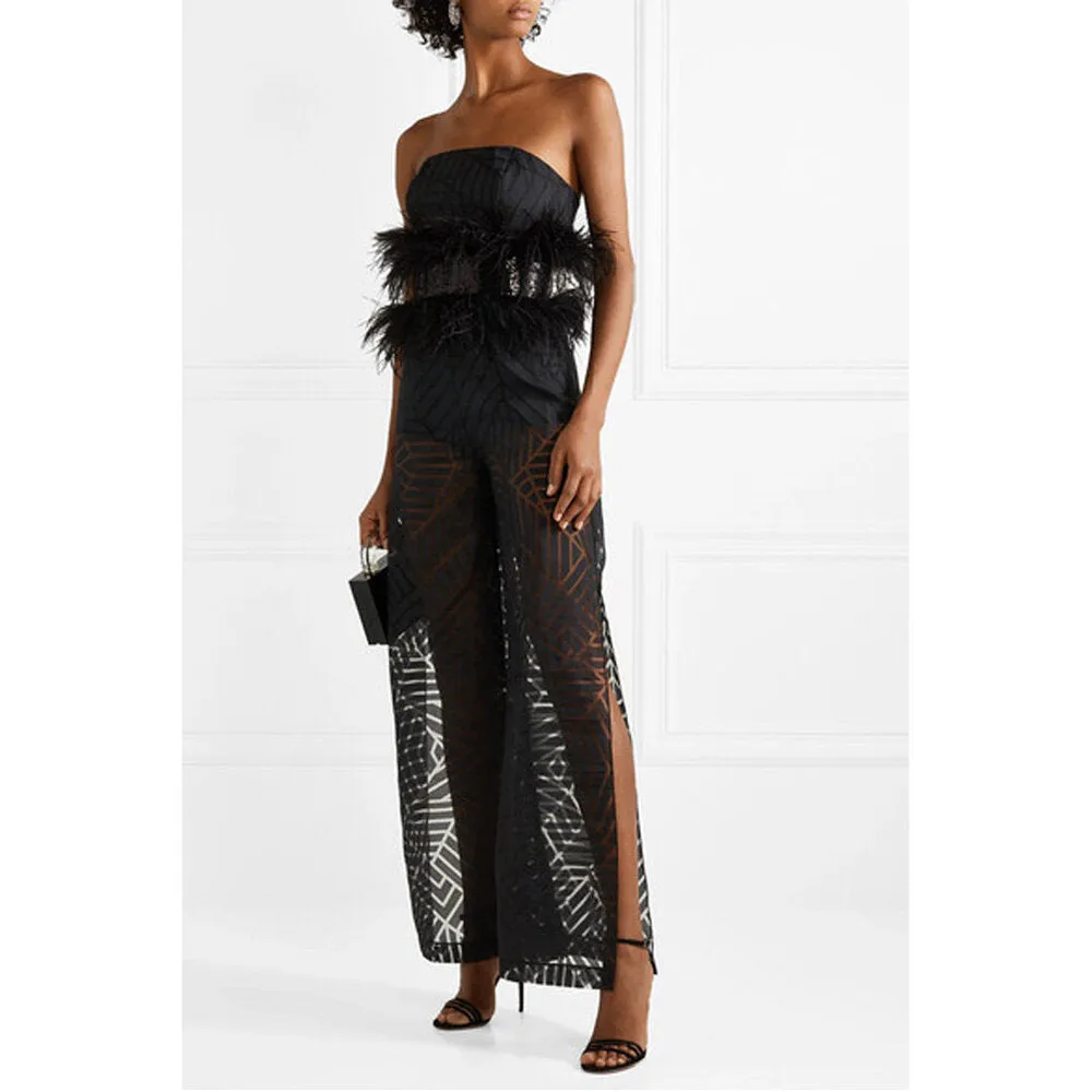 Feather and Sequin-Embellished Devoré-Organza Jumpsuit