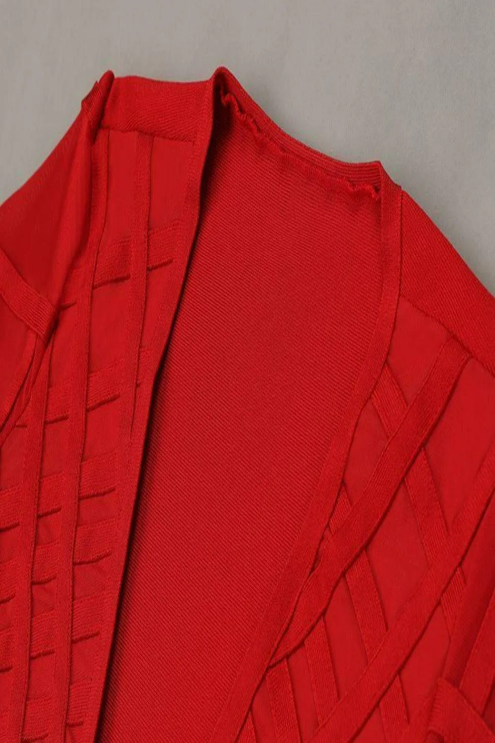 Feather Long Sleeve 2 Piece Red Jumpsuit Set