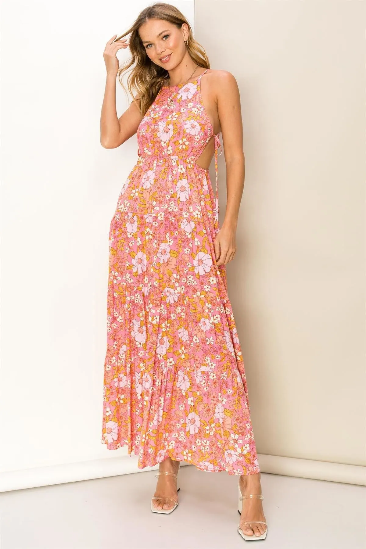 Fields of Floral Maxi Dress in PINK