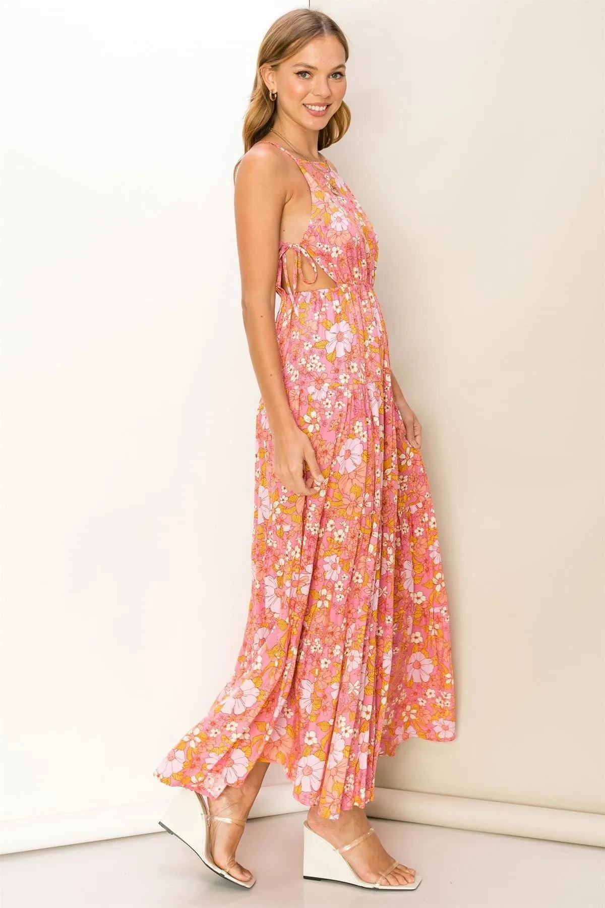 Fields of Floral Maxi Dress in PINK