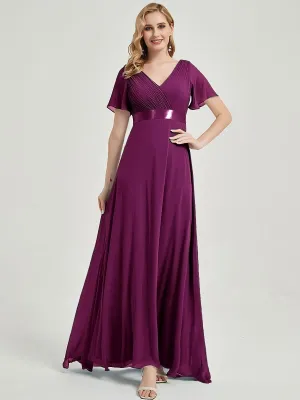 [Final Sale] Orchid Floor-Length Ruffle Pleated Mother of the Bride Dress