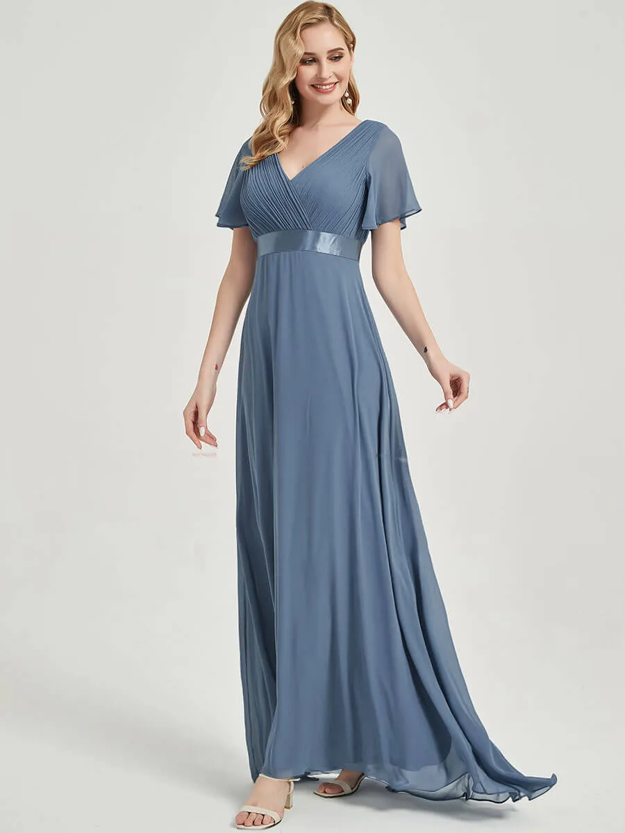 [Final Sale] Orchid Floor-Length Ruffle Pleated Mother of the Bride Dress
