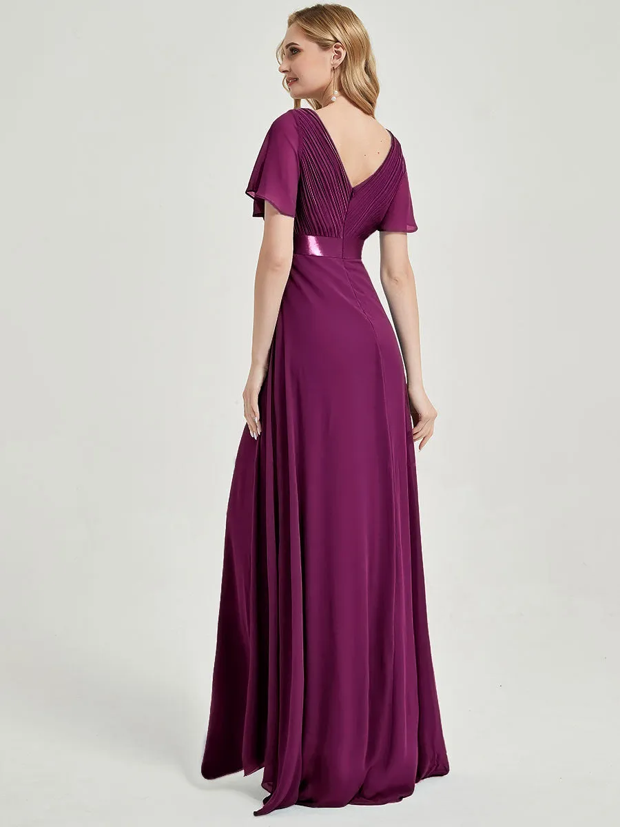 [Final Sale] Orchid Floor-Length Ruffle Pleated Mother of the Bride Dress