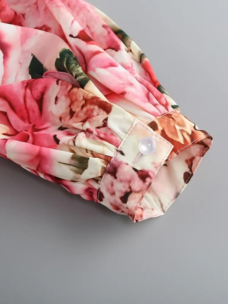 Floral Print One Shoulder Maxi Dress