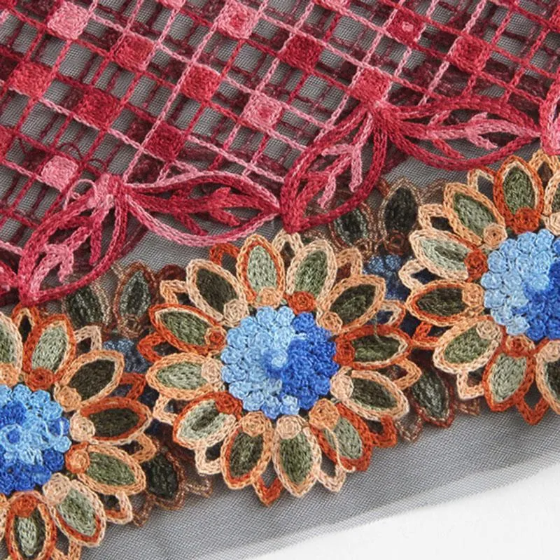Flower Embroidery Mesh Crop Blouse