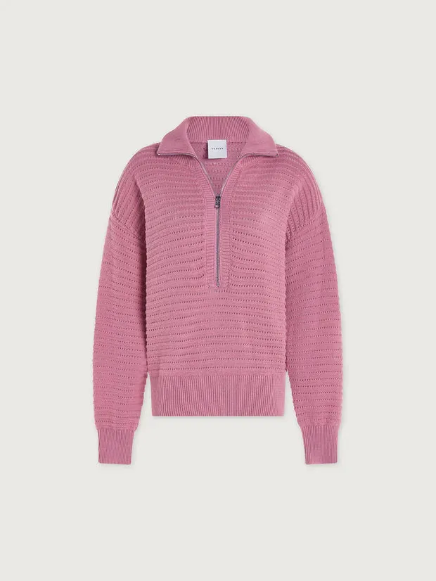 Foxglove Tara Pointelle Half Zip Pullover