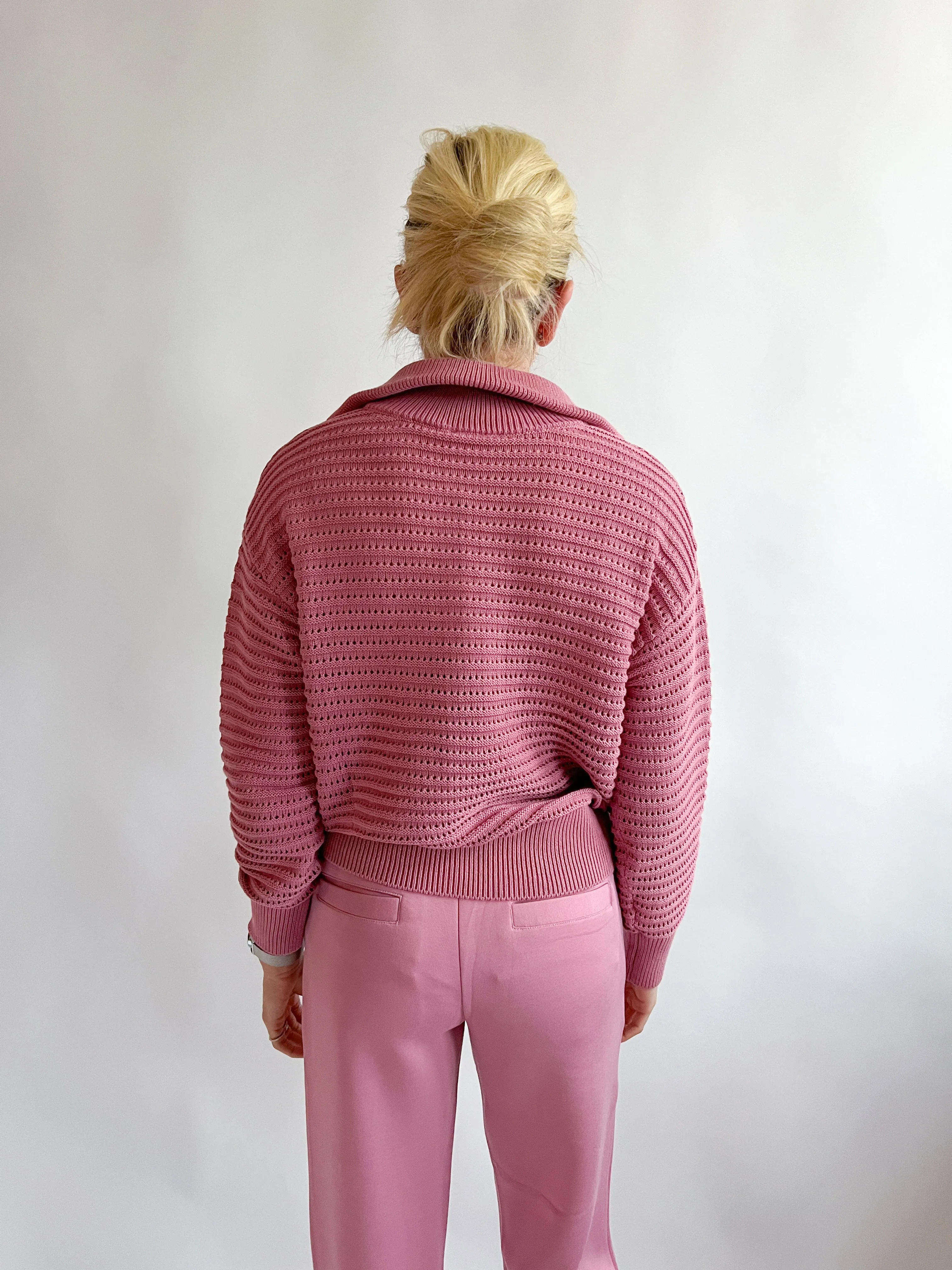 Foxglove Tara Pointelle Half Zip Pullover