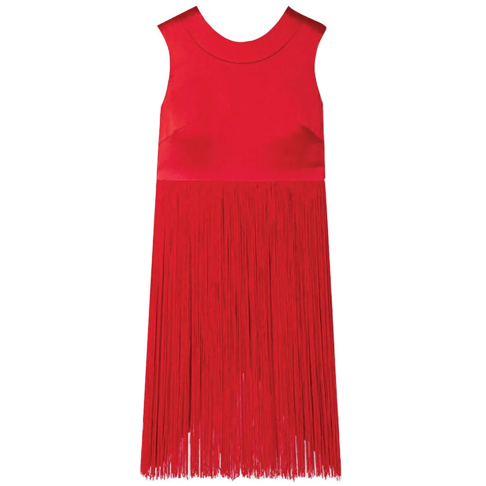 Fringed Silk-Satin Top