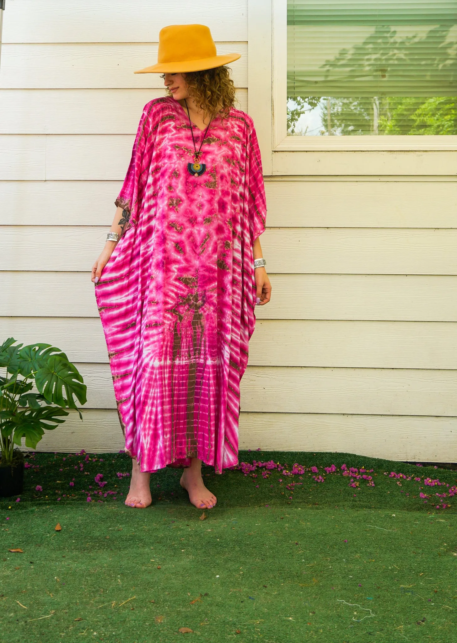 Fuchsia Radiance Tie-Dye Kaftan