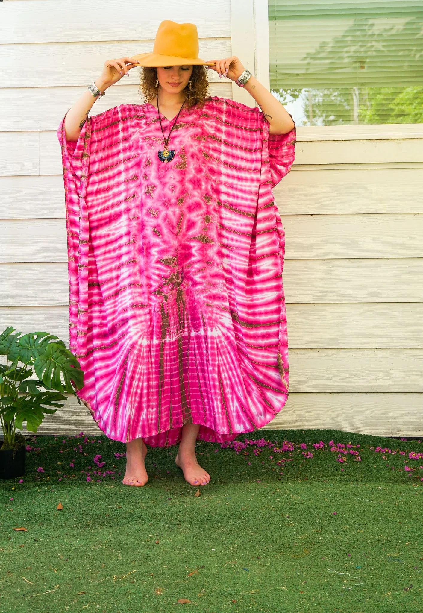 Fuchsia Radiance Tie-Dye Kaftan