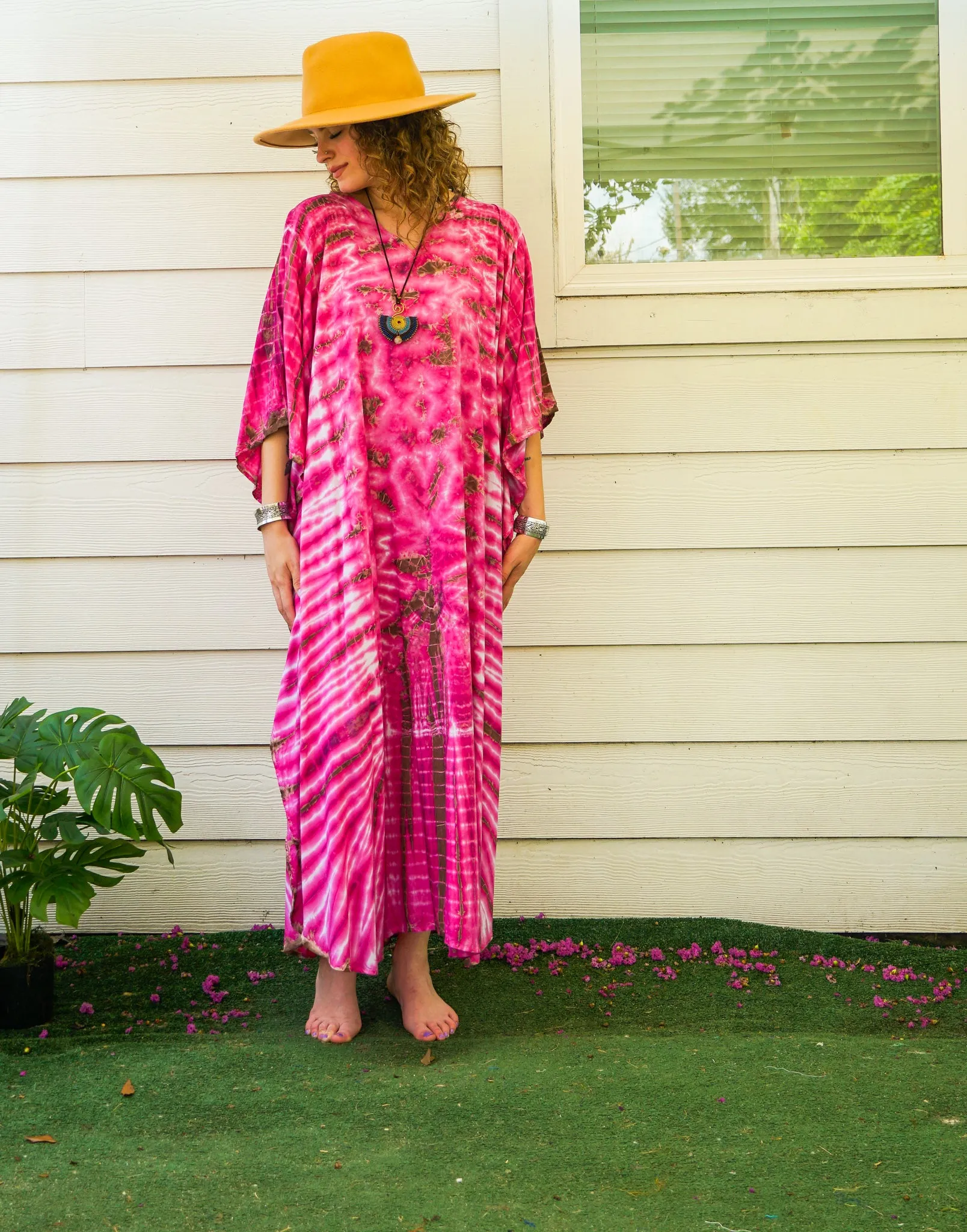 Fuchsia Radiance Tie-Dye Kaftan