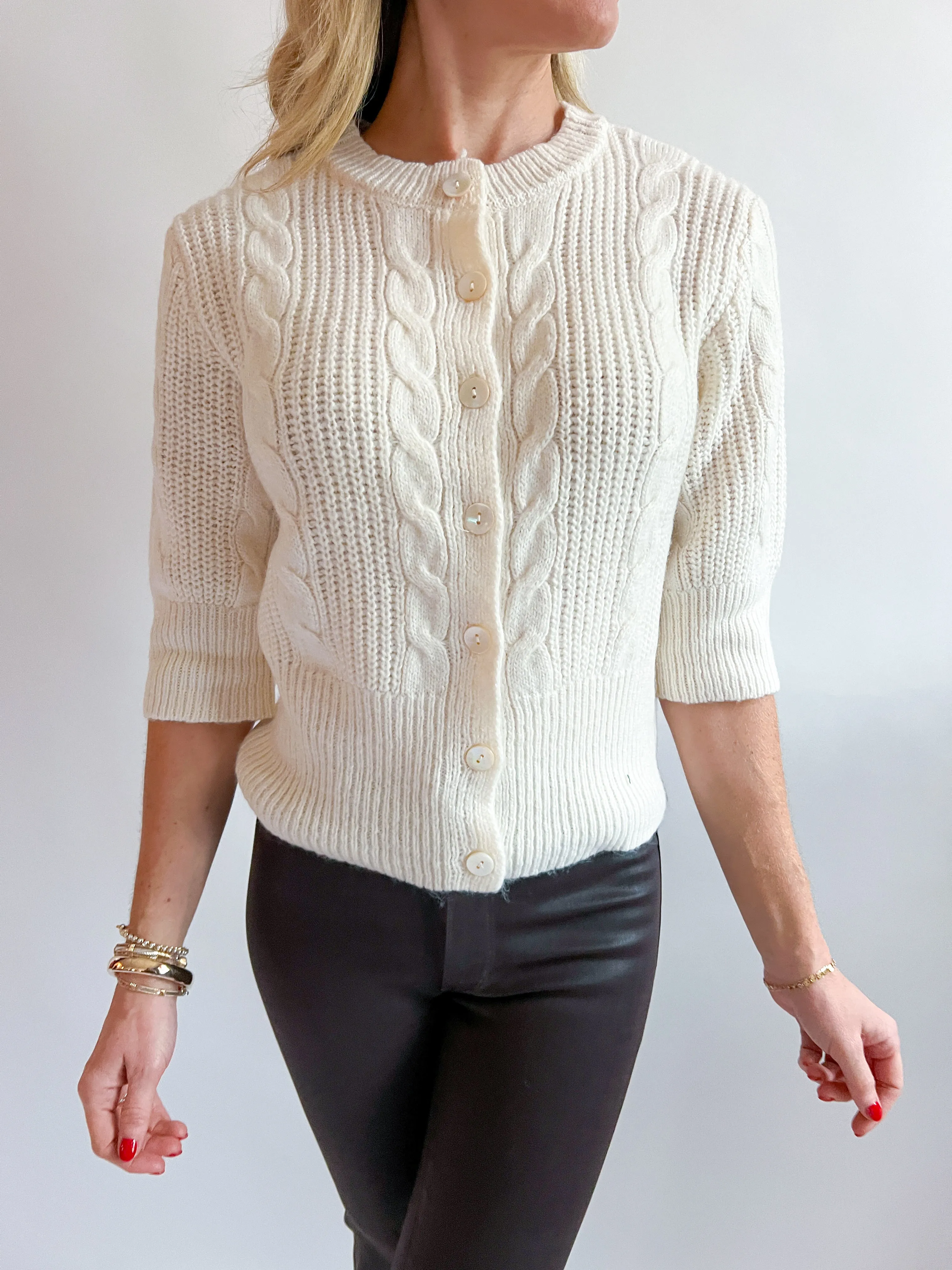 Fuzzy Cable Cardigan