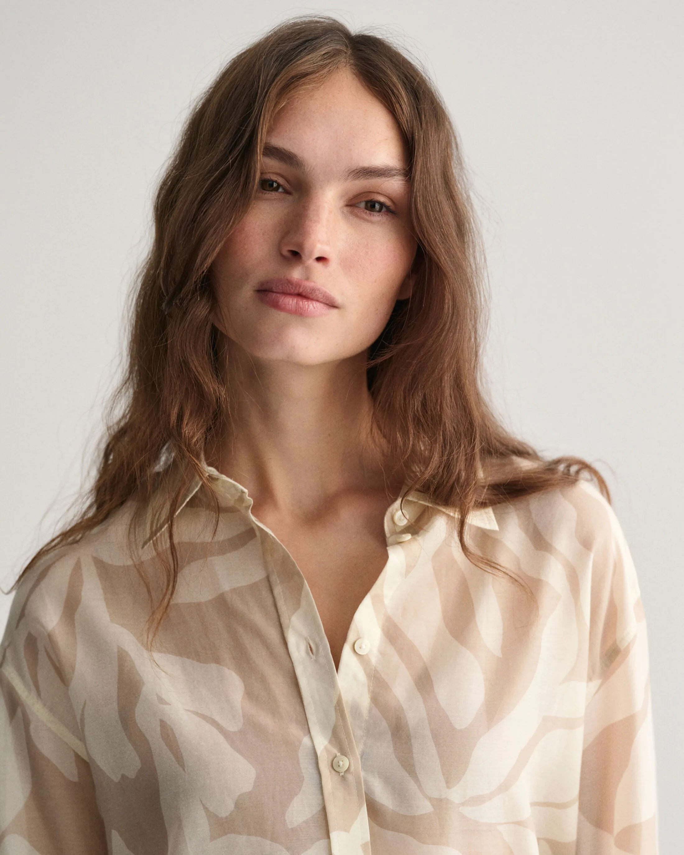 Gant Womens Palm Silk Shirt - Dry sand