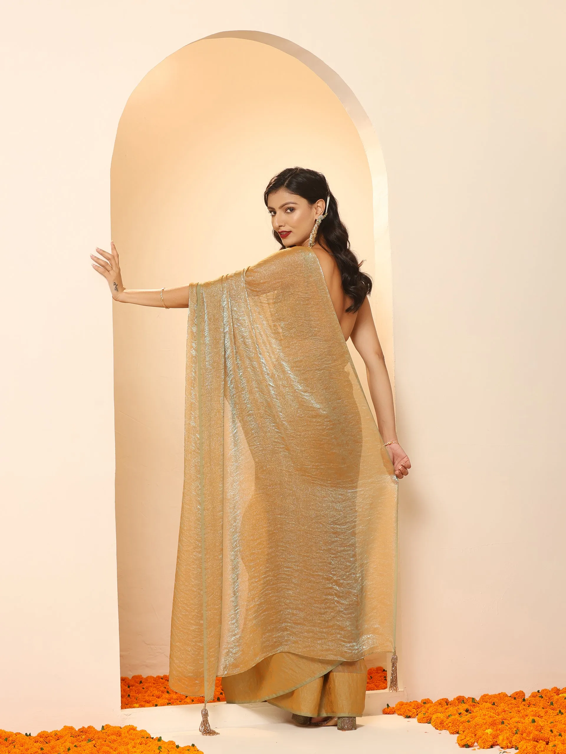 Genie Paisley Self Design Chiffon Saree